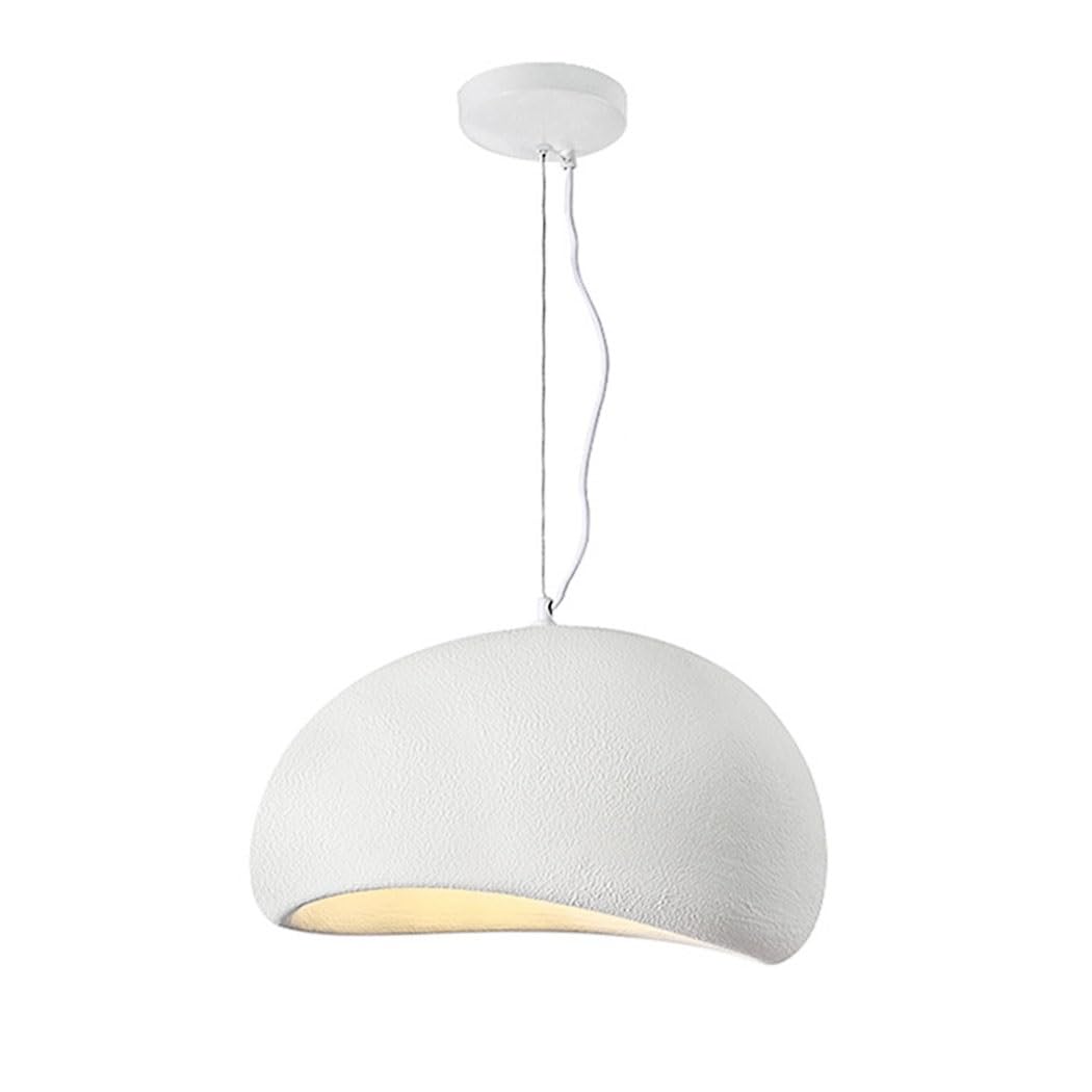 KXEcoLife Modern Wabi-Sabi Hanging Lamp - Creative White Matte Nordic Style Resin Chandelier E27 Light Fixture for Bedroom, Dining Room, Restaurant, Kitchen (50cm)