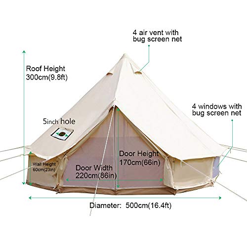 Carpa de lona algodón impermeable para 6-8 personas miniatura 2