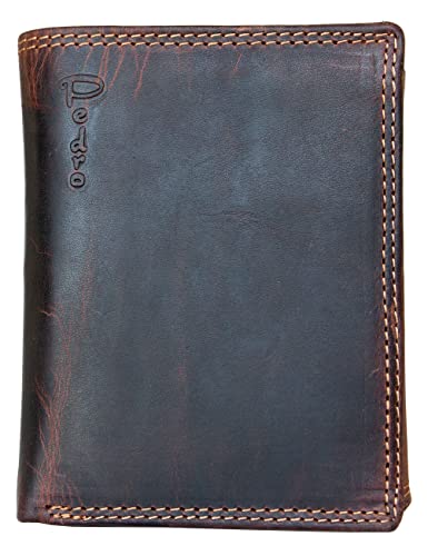 FLW Men's Brown Durable Oiled Genuine Leather Wallet Pedro with RFID (Data Protection)