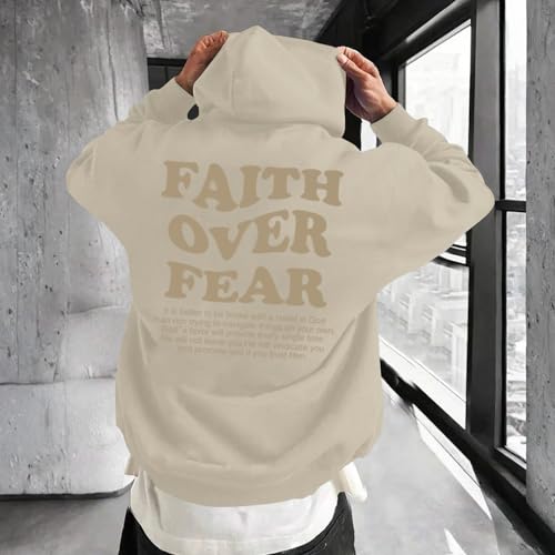 Faith Over Fear Hoodie Men Christian Jesus Sweatshirts Bible Verse Graphic Hoodies Inspirational Streetwear Pullover2