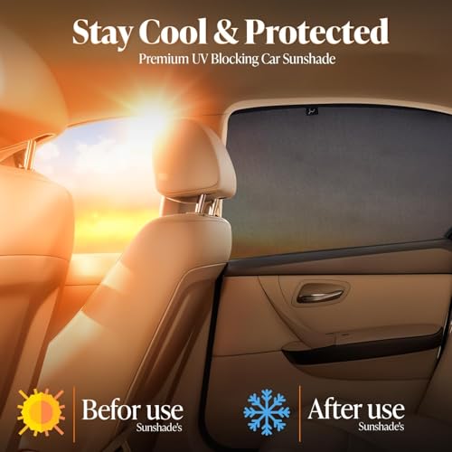 Image of Autofact Cotton Car Sunshades for Honda Amaze (2025 Onwards), UV Protection, Useful Car Accessories, Custom Fit Sun Shades for Side Windows, Set of 4, Black