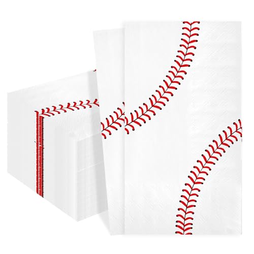 Baseball Napkins 100Pcs Baseball Paper Napkins Disposable Baseballs Cocktail Napkin Guest Hand Towels for Kitchen Home Bathroom Baseballs Birthday Baby Shower Game Sports Themed Party Decorations
