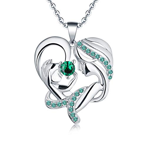 Jo Wisdom Mujer Collar Plata De Ley 925,Colgante Con Cadena Madre Hija Amor Corazon Con 3a Circonita Mayo Piedra De Nacimiento Color Esmeralda,Regalo Para Mamá Mujer Niña Jo Wisdom Mujer Collar Plata De Ley 925,Colgante Con Cadena Madre Hija Amor Corazon Con 3a Circonita Mayo Piedra De Nacimiento Color Esmeralda,Regalo Para Mamá Mujer Niña
