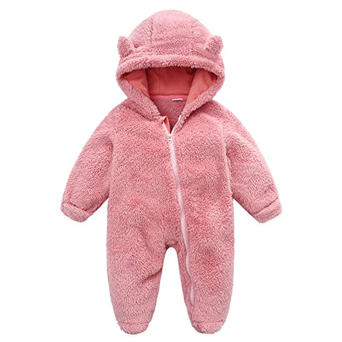Image of UVIPC Newborn Baby Bear Fleece Outfit Footie Jumpsuit Winter Romper Snowsuit outfit Bear Suit Warm Hooded Outfits