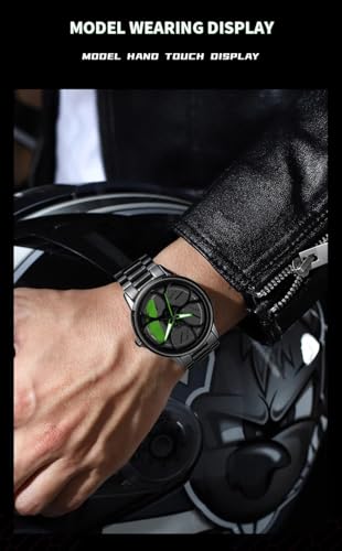 Image of Shocknshop RevolveX Rotating Hollow Wheel Hub Creative Fashion Analog Quartz Stainless Steel Wrist Watch for Men Boys -WCH364