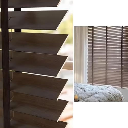 Persianas de madera de 50 mm, persianas venecianas horizontales de madera auténtica para protección solar y térmica, protección de privacidad, fácil de instalar para el hogar y la oficina
