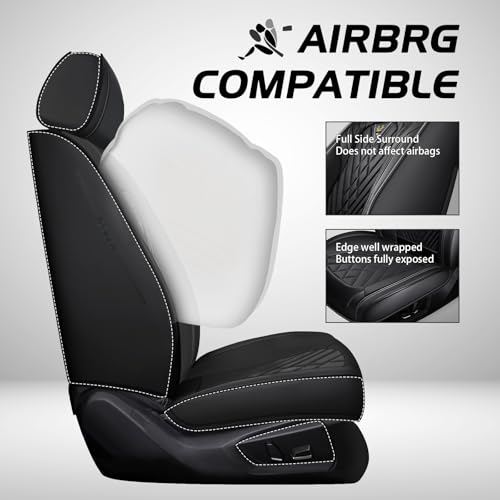 Image of Car Seat Cover Fit 98% of MINI 2000-2025,Premium Nappa Leather Breathable Waterproof Sports Seat Cover,Easy to Install Automotive Seat Covers Front Pair(Black)