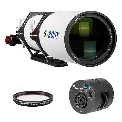 SVBONY SV550 APO Telescope, Bundle with SV405CC Cooled Camera, SV220 Telescope Filter, 122mm F7 Triplet Apochromatic Refractor and Deep Sky Camera, 2 inches Dual-Band Nebula Filter for Astrophotograph