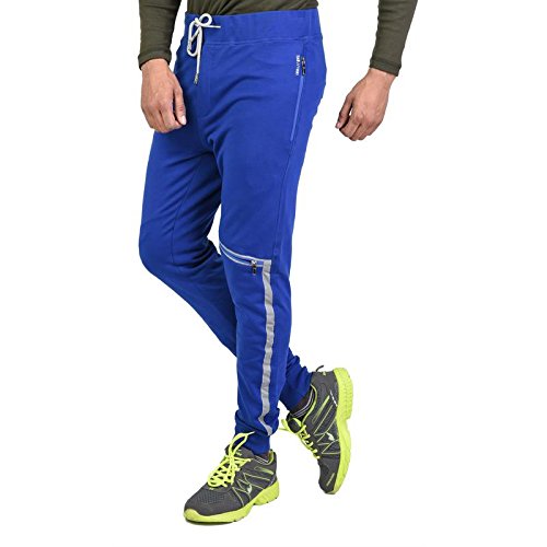 Buy TAB91 Men's Cotton Designer Blue Trackpant/Joggers at Amazon.in