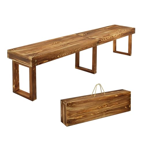 YEXINGlow 6Ft Outdoor Solid Wooden Bench 71 Porch Bench Outdoor Backless Garden Bench Long Outdoor Narrow Wood Bench for Deck Patio Entryway Bears 900 pounds