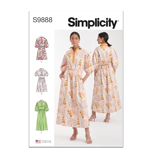 SIMPLICITY SS9888H5 Misses' Dresses H5 (6-8-10-12-14), Multicoloured, 6, 8, 10, 12, 14