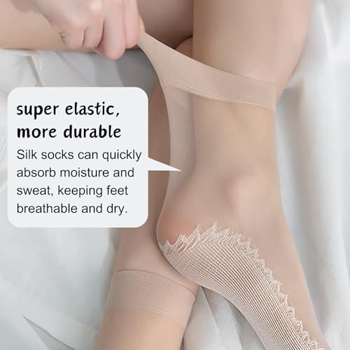 12 Pairs Nylon Socks for Women Stocking Socks Ankle Thin Sock w/Reinforced Bottom and Toe by Daisy&Dino3