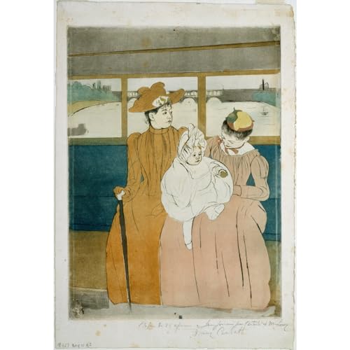 Toile Cassatt Dans l'omnibus pour salon élégant 76x101cm