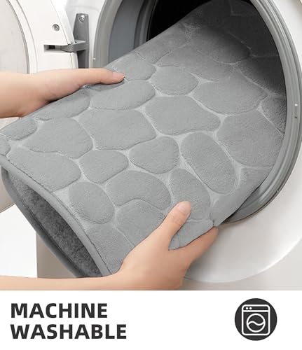 YIHOUSE Memory Foam Runner Rug, Cobblestone Bathroom Runner Rugs Super Water Absorbent Bath Mats for Bathroom Machine Washable Bath Rugs for Hallway Bedroom Laundry Room(24 x 47,Light Gray) - image 7