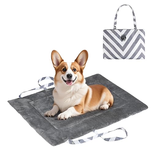 Pawsse Coperta impermeabile per cani da viaggio, 80 x 60 cm, lavabile, cuscino pieghevole per cani, per viaggi, auto, campeggio, strisce