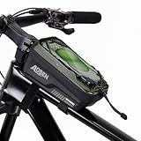 Aoben Bike Bicycle Phone Front Frame Bag for Mountain Bike Road Bike, EVA Hard Casing Bike Phone Holder Bike Phone Mount for MTB, Bike Bicycle Accessories for Cell Phone Under 6.8 Inches (Army Green)