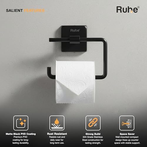 Image of Ruhe Canis Toilet Paper Holder for Bathroom | 304-Grade Stainless Steel | Toilet Tissue Roll Stand | Bathroom Accessories, PVD Coating