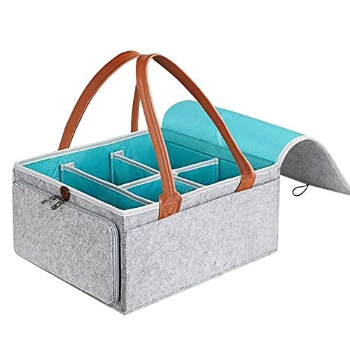 Ubervia Diaper Stackers - Large Diaper Caddy Organizer Baby Nursery Storage Basket with Zipper Lid an W9M490193-picture-4