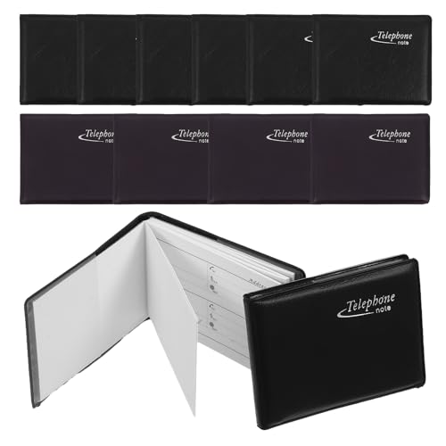 Garneck 12pcs Small Address Book Portable Notebook for Phone Numbers, Mini Organizer with Printed Pages, Black