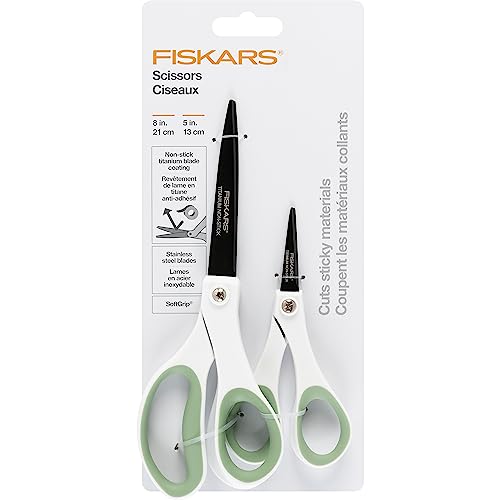 Fiskars 1067270 All Purpose Scissors (2-Pack) - High Performance And Designed For Comfort And Cutting Sticky Materials - Sharp To Cut, But Soft To Hold - Perfect For Everyday, The Office, And Arts & Crafts cover