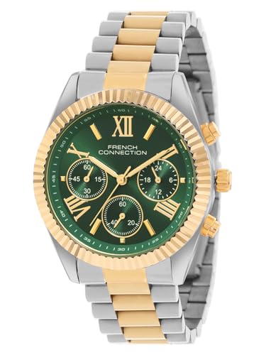 Image of French Connection Chronograph Green Round Dial Stainless Steel Strap | Casual | Premium | Sunray Feature | Wrist Watch for Women - FCM06NTM