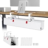 Univivi Unter dem Kabel Management Schreibtisch, 70cm Ohne Bohren Kabelkanal Schreibtisch Fexibel Oganizer, Klemmen/Schraubmontage, Stabiles Wasserfestes Kabeltray für Büro und Zuhause