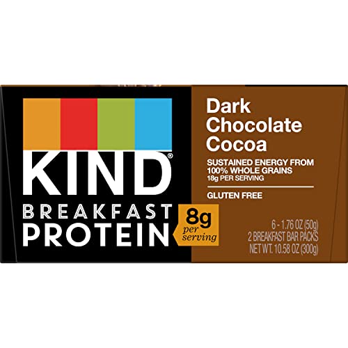 Kind Breakfast, Healthy Snack Bar, Dark Chocolate Cocoa, Gluten Free Breakfast Bars, 8G Protein, 1.76 Oz Packs (30 Count) #TOP3