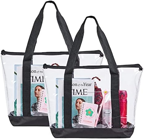 Large Clear Tote Bag, Fashion PVC Shoulder Handbag for Women, Clear Stadium Bag for Security Travel,Shopping,Sports and Work