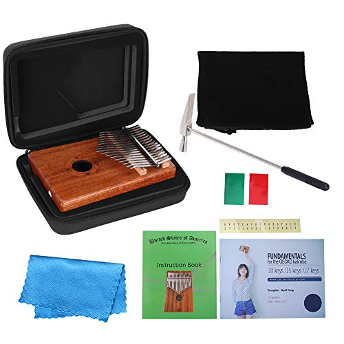 GECKO K17M Kalimba Piano Polegar Piano Polegar Mogno Madeira 17 Teclas + Sinal Adesivo Tuning Martel