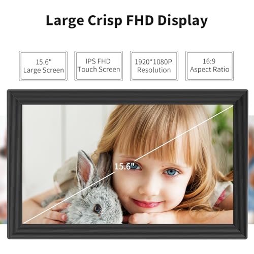Digital Picture Frame 15.6 Inch 32GB Storage, Large WiFi Digital Photo Frame, 1920 * 1080 IPS FHD Touch Screen, Auto-Rotate, Wall-Mounted, Easy to Share Photos via APP or Email, Gift for Family - Image 4