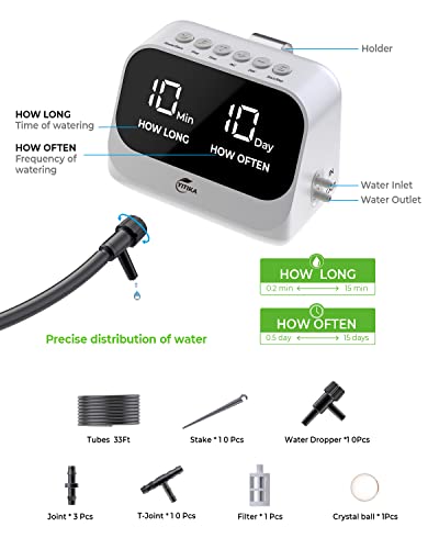 Automatic Watering System For Potted Plants, Plant Waterer, Diy Drip Irrigation Kit With Smart Timer, Waterproof Led Display & Large Capacity Battery, Precise Distribution Of Water, White #TOP2