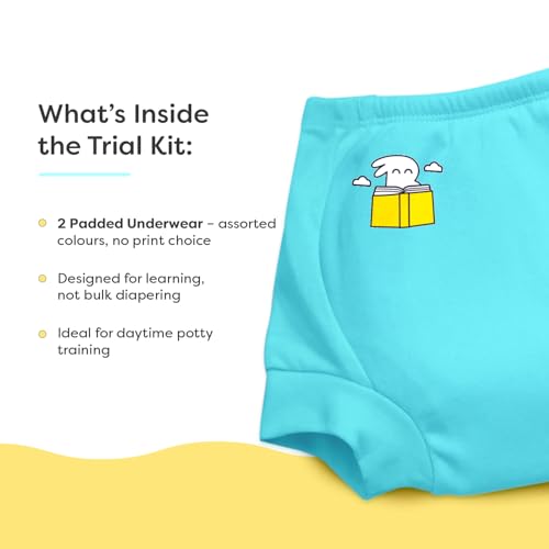 Image of superbottoms Padded Underwear for Babies & Toddlers, 3 Layers of Premium Cotton & DryFeel Layer, Ideal for Diaper-Free Time & Mess-Free Potty Training Pants, Pack of 2