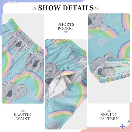 Koala Colorful Rainbow Boys Long Pants Soft Trousers Elastic Waist Kids Lounge Bottoms with Pockets S-XL4