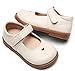 DADAWEN Girl's Classic Mary Jane Flats School Uniform Shoes Dress Shoes Party Wedding Shoes Cream White US Size 8 M Toddler