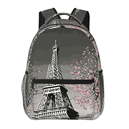 Sac d'école Paris Tower noir confortable et durable contre la fatigue du dos