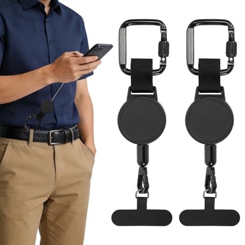 Zouwel 2PCS Cordon Securite Telephone, Attache De Téléphone Rétractable Anti-Chute Cordon Telephone Portable, Attache Telephone Antivol Pour Randonnée,...