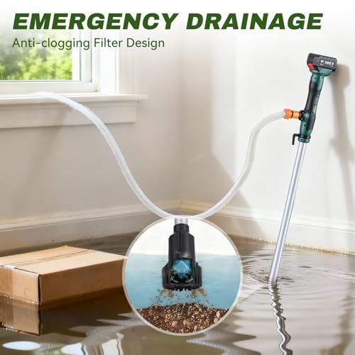 Image of 2026 Upgraded Cordless Stick Water Transfer Pump, Portable Electric Sump Pump with 4000mAh 21V Battery & Water Hose, Utility Water Removal Pump Kit for Pool Garden Pond RV Boat Draining