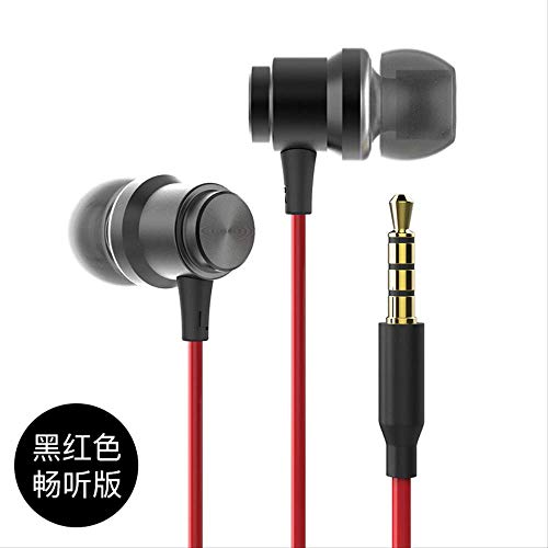 Casque câblé lourd de basse pour ordinateur et téléphone portable rouge noir