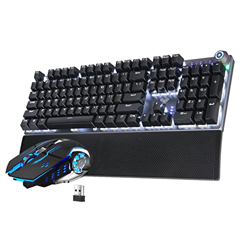Aula Light Up Keyboard And Mouse Combo, F2088 Wired Mechanical Gaming Keyboard Black Switches + Sc100 Wireless Led Computer Mouse Black #TOP6