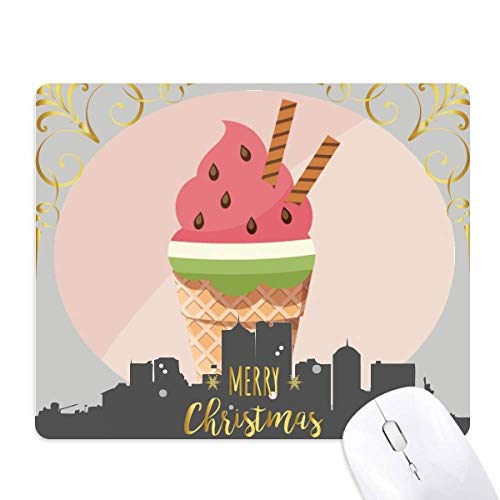 Tapis de souris la nuit de noël et pastèque en cône de glace, le cadeau de bureau idéal