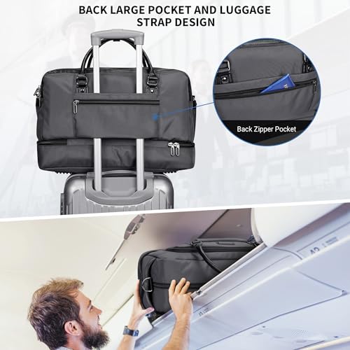 Image of WITZMAN Weekender Bags for Men Carry On Overnight Bag with Toiletry Bag Sets Travel Duffle Bag Shoes Compartment (B694 Silvery Grey)