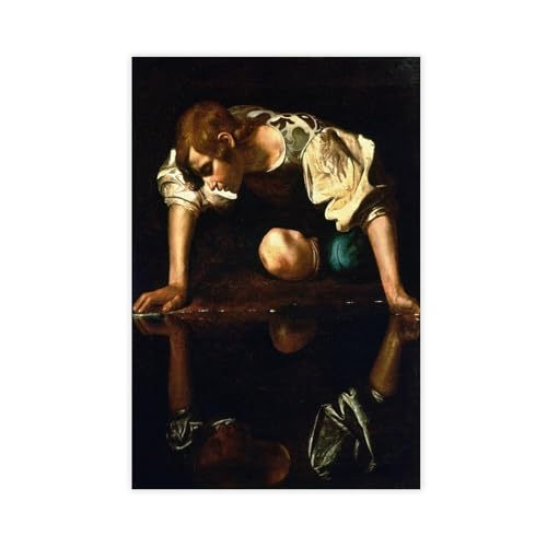 Toile Narcisse de Caravage poster mural moderne de chambre sans cadre 30x45cm