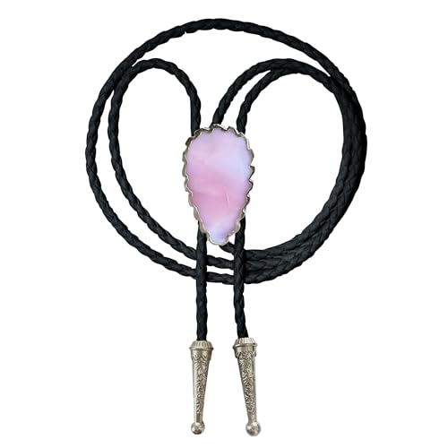 Image of Daisy Del Sol Bolo Tie Turquoise Stone Braided Vegan Faux Leather Silver Tips Handmade Necklace Adjustable Boho Western Jewelry