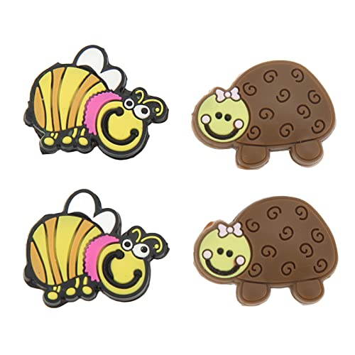 Lwuey Tennis Racket Dampeners, Cartoon Vibrations Dampener Cute Animals Pattern Fun Shocking Absorbers Sports Ball Racquet Take Silica Gel Accessories for Absorber Outdoor 4PCS(Turtle Bee)