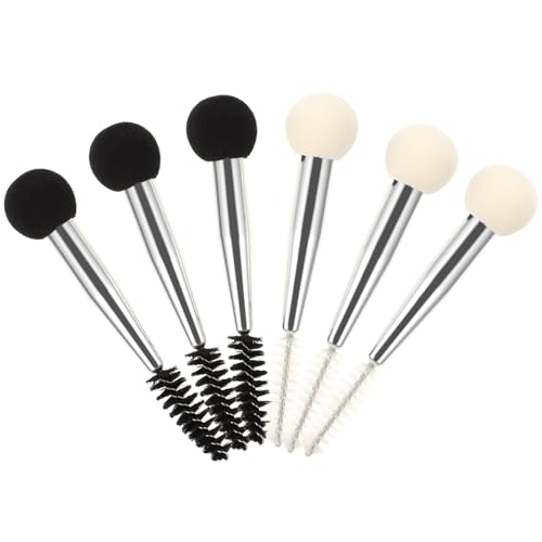 minkissy 6pcs Double Head Mushroom Sponge Brush - Sponge MakeUp Brush & Angle Eyebrow Spooly Eyelash Wands for Women Girls