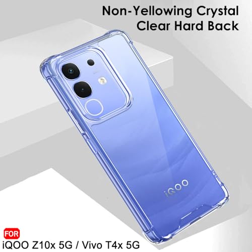 Image of TheGiftKart Crystal Clear Back Cover Case for iQOO Z10x 5G / Vivo T4x 5G | 360 Degree Protection | Shock Proof Design | Transparent Back Cover for iQOO Z10x / Vivo T4x (PC & TPU, Transparent Bumper)