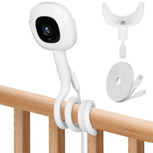 Image of Flex Baby Monitor Charger Mount Compatible with Nanit Pro Baby Monitor With Type-C Charging Port Connector mount and 10FT Power Cable,Baby Camera Mount without Tool or Wall Damage(Camera not Included)