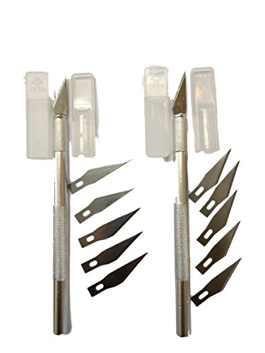 2er Set EDELSTAHL Skalpell + 12 Klingen Cover