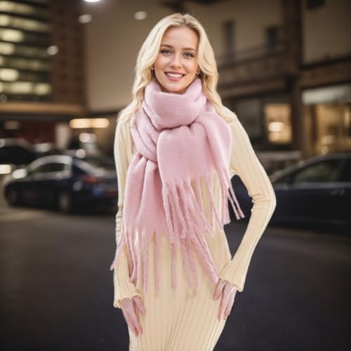 Winter Scarf for Women Big Chunky Scarf Solid Warm Soft Oversized Thick Blanket Scarves Shawl Cashmere Feel2