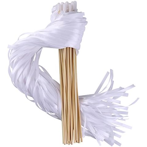 Wishprom Ribbon Stick Wands Streamers for Wedding Party Favor (White-30PCS) Cover